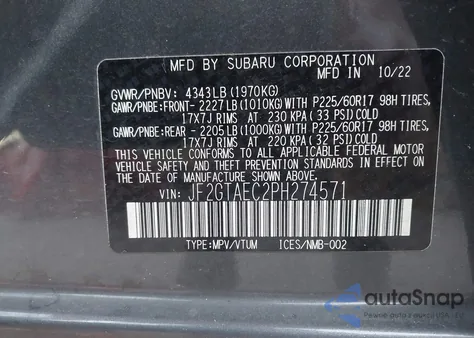 2023 Subaru Crosstrek Premium from USA, damaged, VIN JF2GTAEC2PH274571